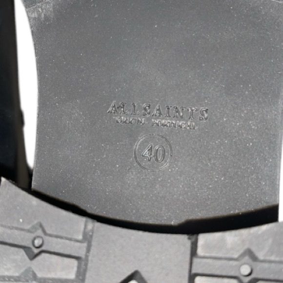 All Saints Black Leather Franka Lug Sole Combat Boots Sz 10/40 - Picture 6 of 6